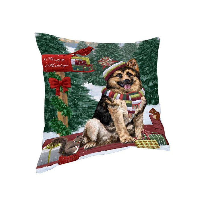 Merry Christmas Woodland Sled German Shepherd Dog Pillow PIL76996