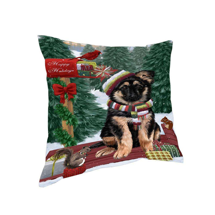 Merry Christmas Woodland Sled German Shepherd Dog Pillow PIL77000
