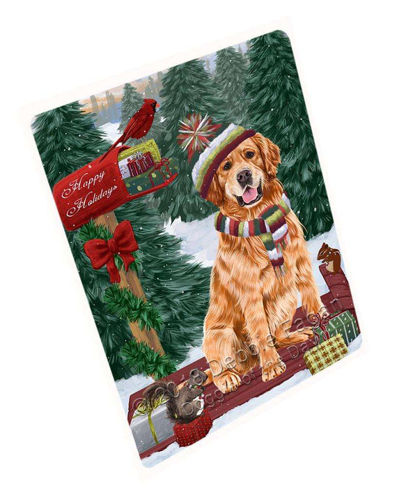 Merry Christmas Woodland Sled Golden Retriever Dog Cutting Board C69936