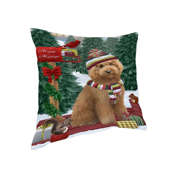 Merry Christmas Woodland Sled Goldendoodle Dog Pillow PIL77012
