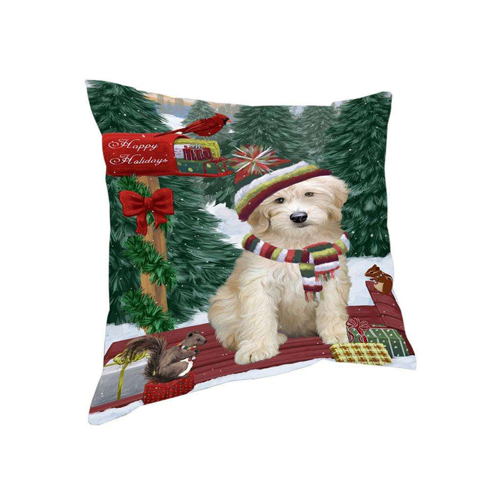 Merry Christmas Woodland Sled Goldendoodle Dog Pillow PIL77020