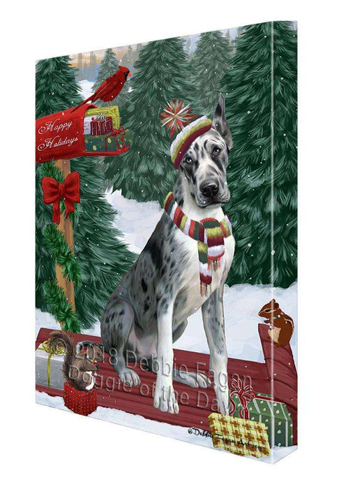 Merry Christmas Woodland Sled Great Dane Dog Canvas Print Wall Art Décor CVS114380