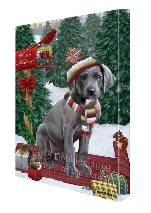 Merry Christmas Woodland Sled Great Dane Dog Canvas Print Wall Art Décor CVS114389