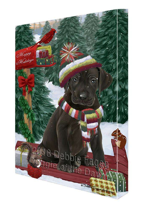 Merry Christmas Woodland Sled Great Dane Dog Canvas Print Wall Art Décor CVS114398