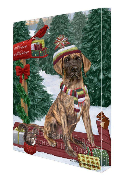 Merry Christmas Woodland Sled Great Dane Dog Canvas Print Wall Art Décor CVS114416