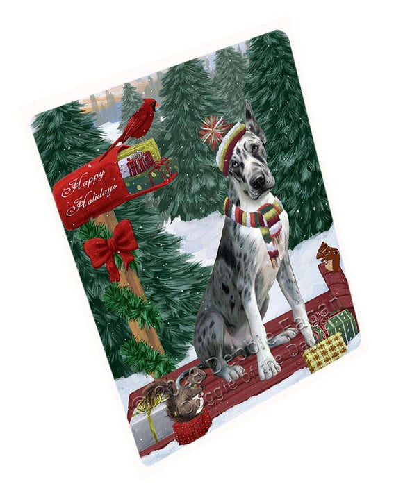 Merry Christmas Woodland Sled Great Dane Dog Large Refrigerator / Dishwasher Magnet RMAG91902