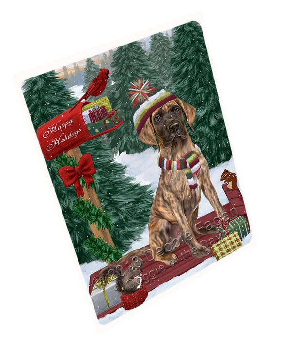 Merry Christmas Woodland Sled Great Dane Dog Large Refrigerator / Dishwasher Magnet RMAG91926