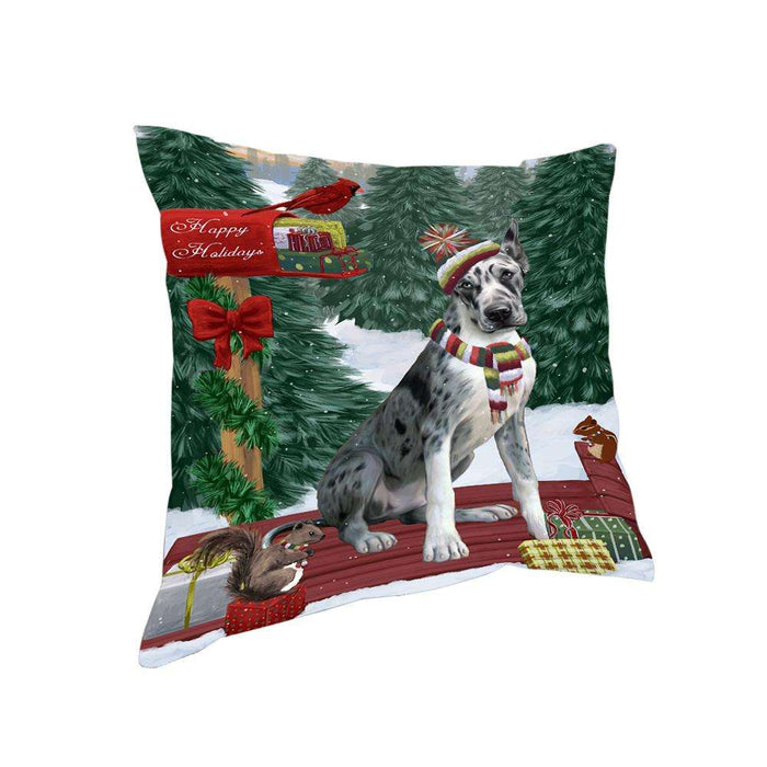 Merry Christmas Woodland Sled Great Dane Dog Pillow PIL77028