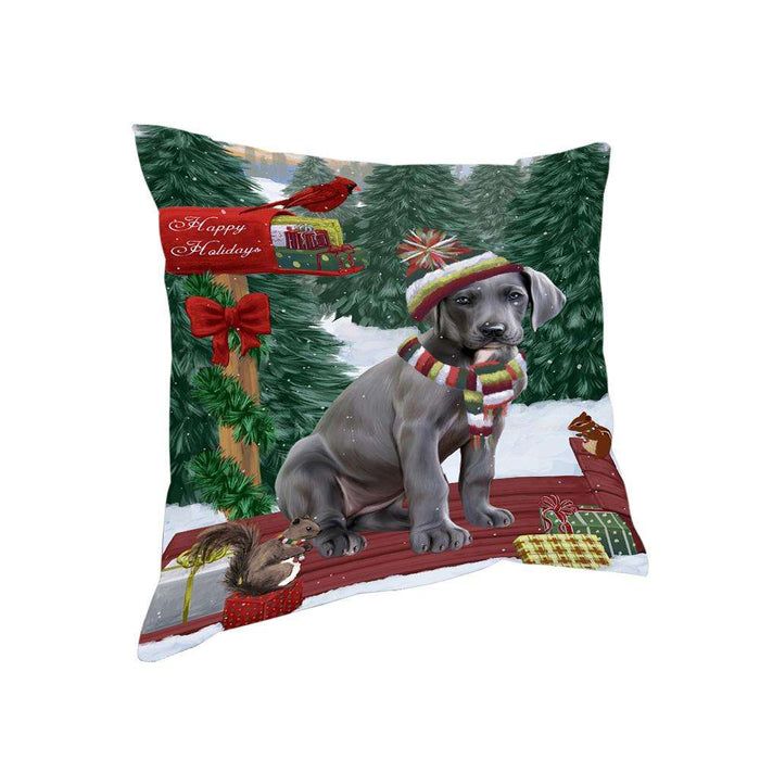 Merry Christmas Woodland Sled Great Dane Dog Pillow PIL77032