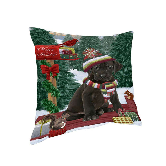 Merry Christmas Woodland Sled Great Dane Dog Pillow PIL77036