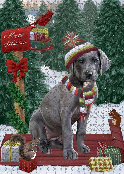 Merry Christmas Woodland Sled Great Dane Dog Puzzle with Photo Tin PUZL87840