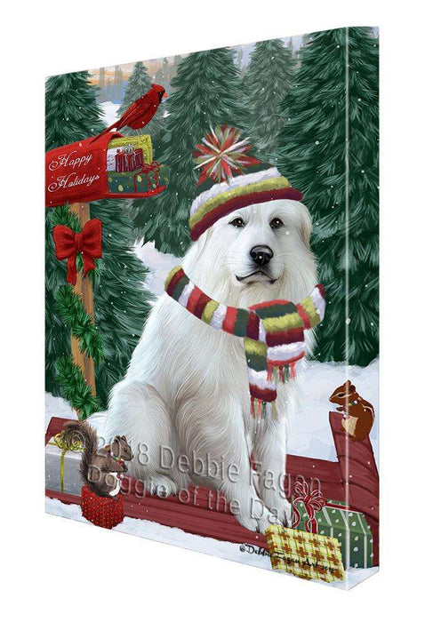 Merry Christmas Woodland Sled Great Pyrenee Dog Canvas Print Wall Art Décor CVS114425