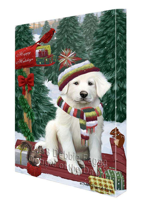Merry Christmas Woodland Sled Great Pyrenee Dog Canvas Print Wall Art Décor CVS114434