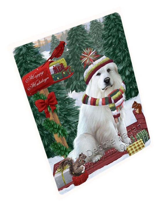 Merry Christmas Woodland Sled Great Pyrenee Dog Large Refrigerator / Dishwasher Magnet RMAG91932