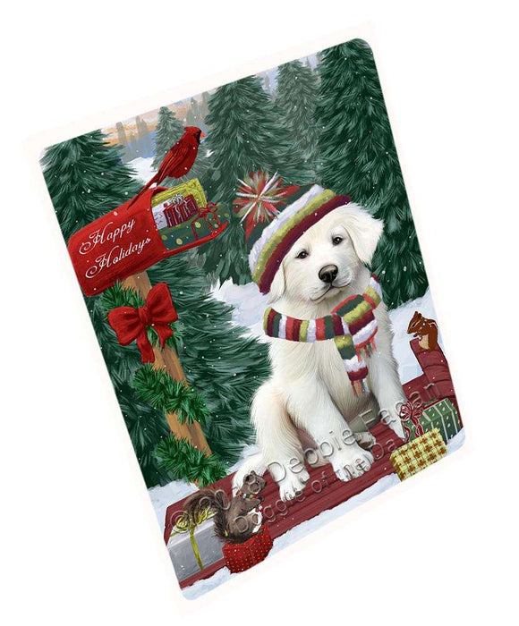 Merry Christmas Woodland Sled Great Pyrenee Dog Large Refrigerator / Dishwasher Magnet RMAG91938