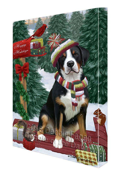 Merry Christmas Woodland Sled Greater Swiss Mountain Dog Canvas Print Wall Art Décor CVS114443