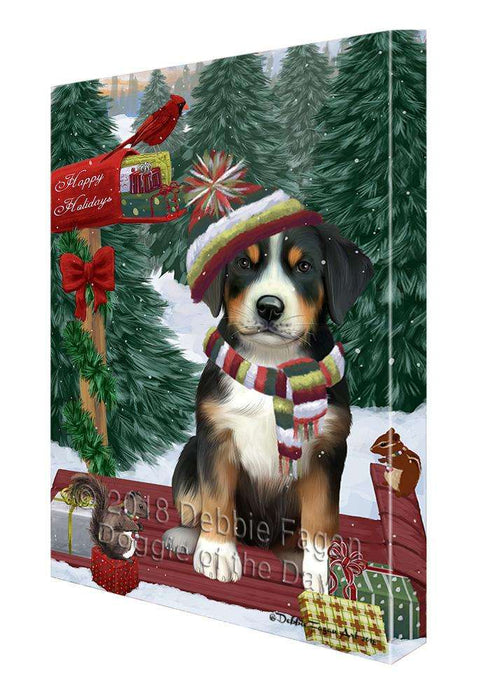 Merry Christmas Woodland Sled Greater Swiss Mountain Dog Canvas Print Wall Art Décor CVS114452