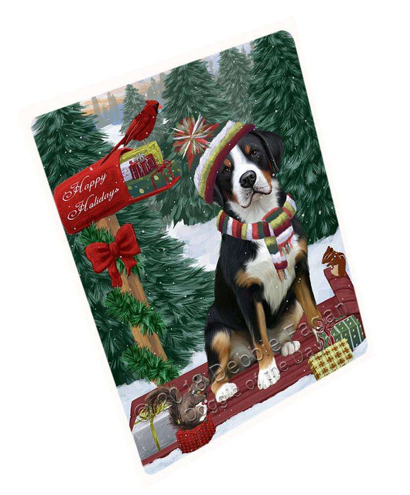 Merry Christmas Woodland Sled Greater Swiss Mountain Dog Cutting Board C69975