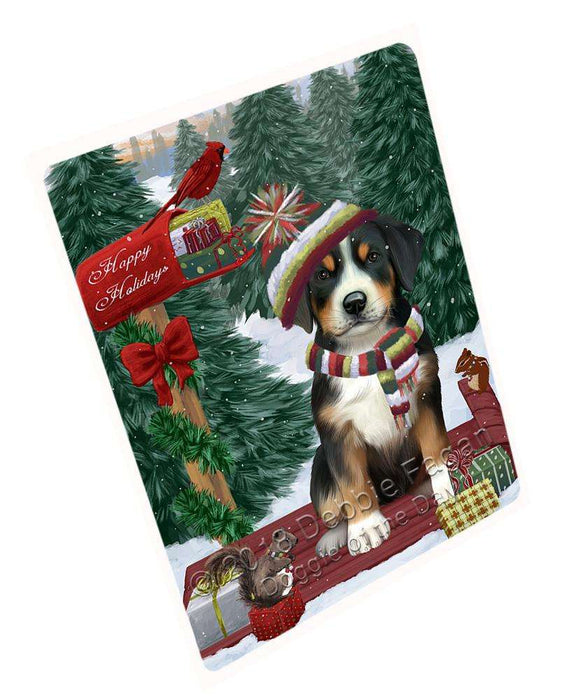 Merry Christmas Woodland Sled Greater Swiss Mountain Dog Cutting Board C69978