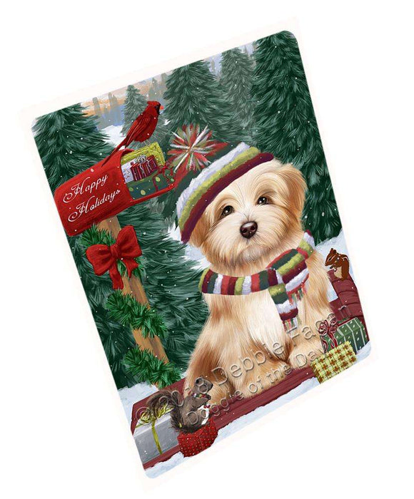 Merry Christmas Woodland Sled Havanese Dog Cutting Board C69987