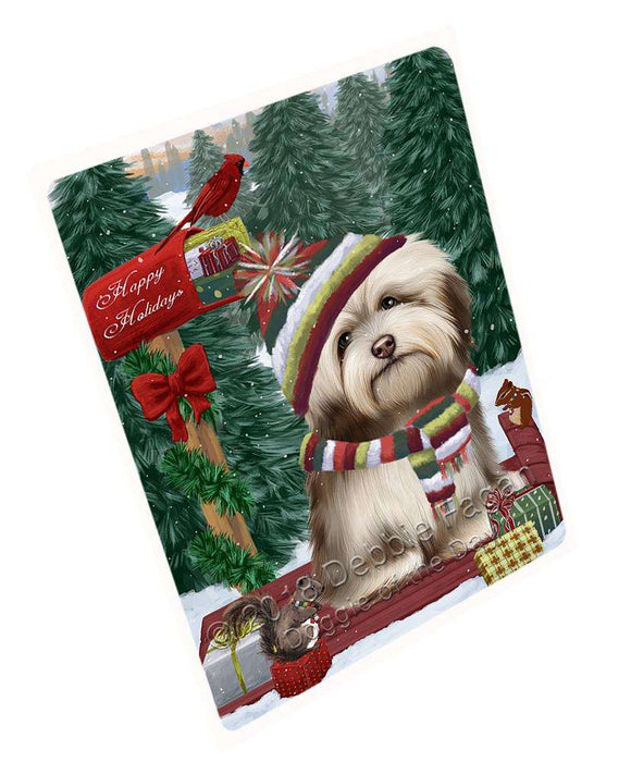 Merry Christmas Woodland Sled Havanese Dog Large Refrigerator / Dishwasher Magnet RMAG91956