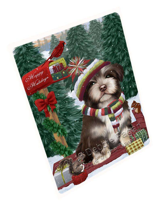 Merry Christmas Woodland Sled Havanese Dog Large Refrigerator / Dishwasher Magnet RMAG91962