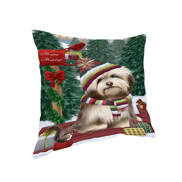 Merry Christmas Woodland Sled Havanese Dog Pillow PIL77064