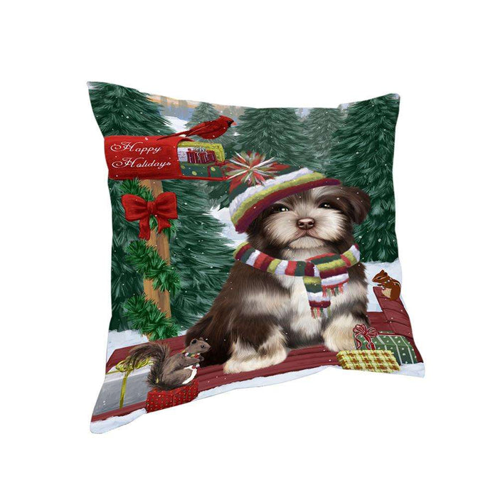 Merry Christmas Woodland Sled Havanese Dog Pillow PIL77068