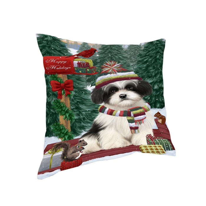 Merry Christmas Woodland Sled Havanese Dog Pillow PIL77076