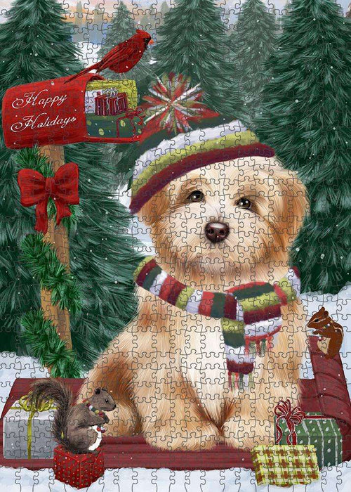 Merry Christmas Woodland Sled Havanese Dog Puzzle with Photo Tin PUZL87880