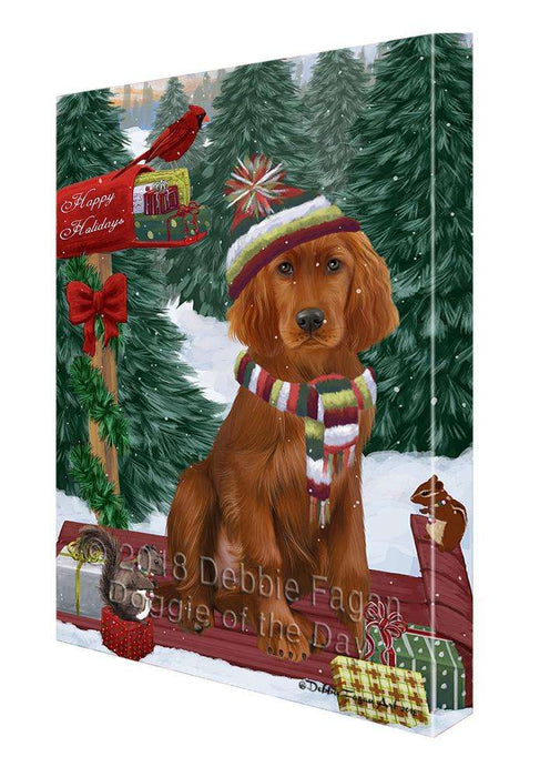Merry Christmas Woodland Sled Irish Red Setter Dog Canvas Print Wall Art Décor CVS114506