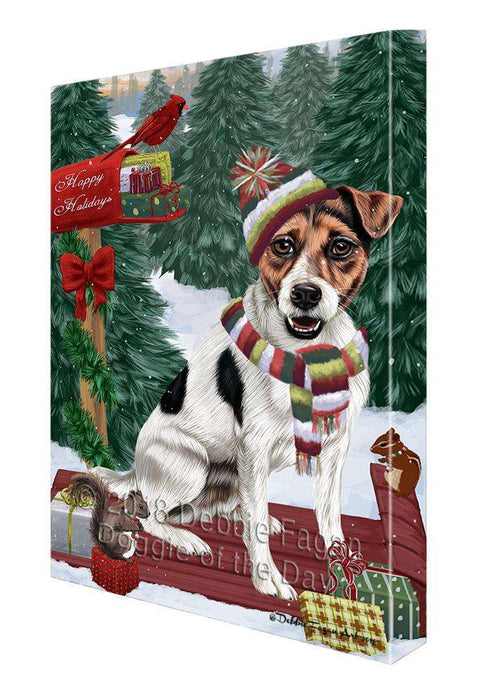 Merry Christmas Woodland Sled Jack Russell Terrier Dog Canvas Print Wall Art Décor CVS114515