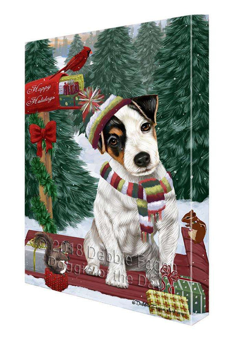 Merry Christmas Woodland Sled Jack Russell Terrier Dog Canvas Print Wall Art Décor CVS114524