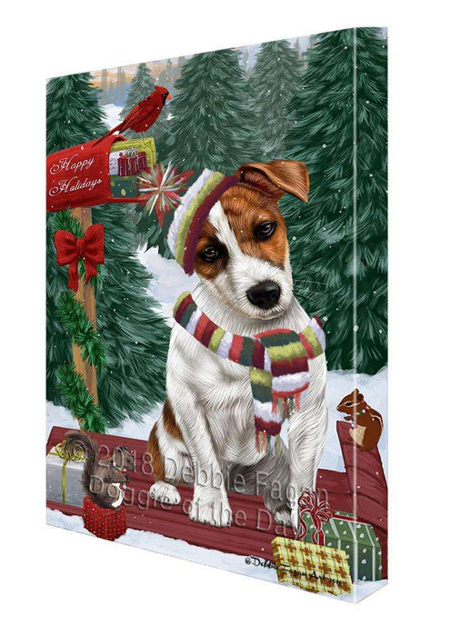 Merry Christmas Woodland Sled Jack Russell Terrier Dog Canvas Print Wall Art Décor CVS114533