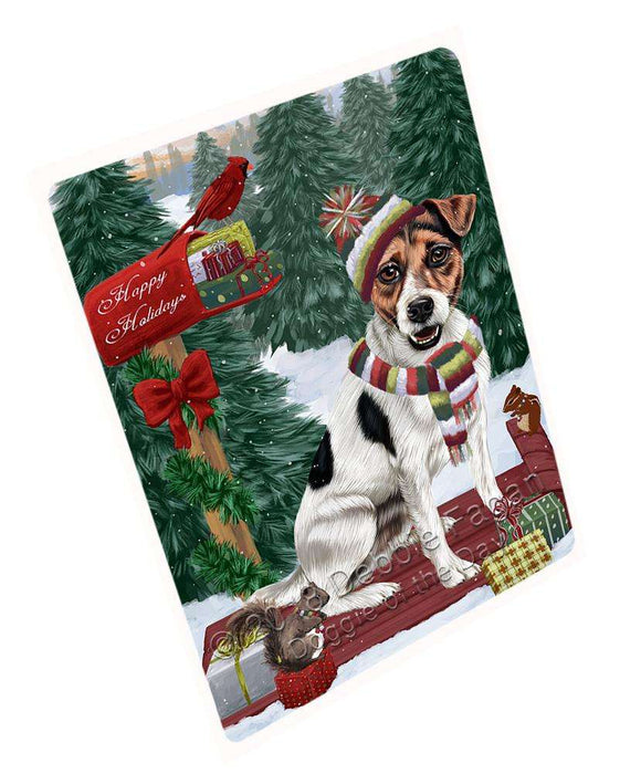 Merry Christmas Woodland Sled Jack Russell Terrier Dog Large Refrigerator / Dishwasher Magnet RMAG91992