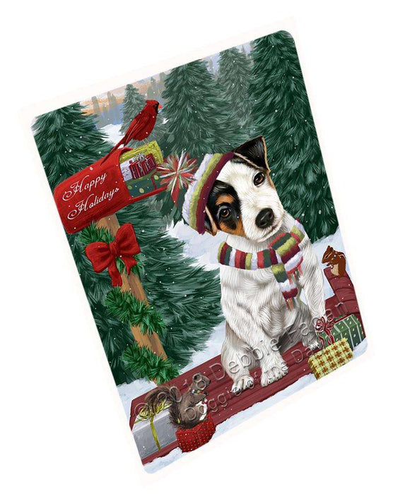 Merry Christmas Woodland Sled Jack Russell Terrier Dog Large Refrigerator / Dishwasher Magnet RMAG91998