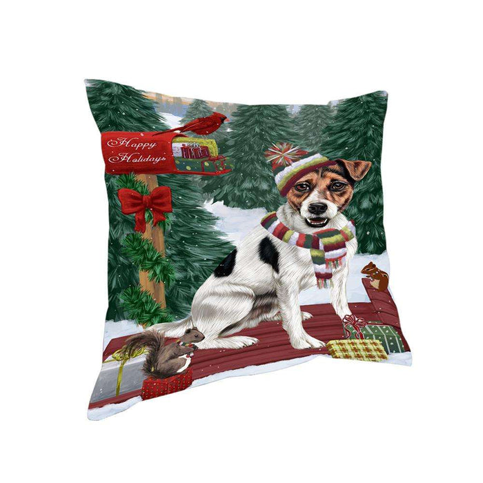 Merry Christmas Woodland Sled Jack Russell Terrier Dog Pillow PIL77088