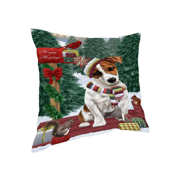 Merry Christmas Woodland Sled Jack Russell Terrier Dog Pillow PIL77096