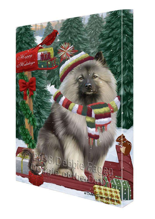 Merry Christmas Woodland Sled Keeshond Dog Canvas Print Wall Art Décor CVS114542