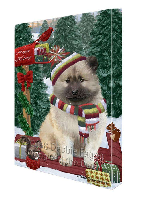 Merry Christmas Woodland Sled Keeshond Dog Canvas Print Wall Art Décor CVS114551