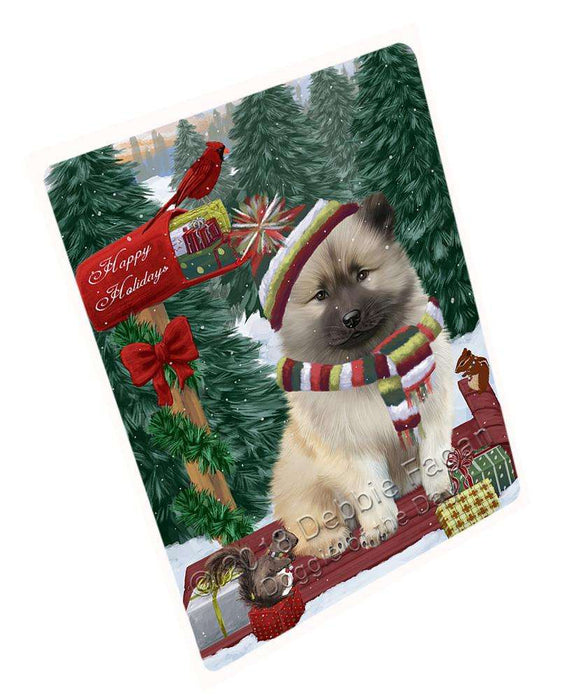Merry Christmas Woodland Sled Keeshond Dog Cutting Board C70011