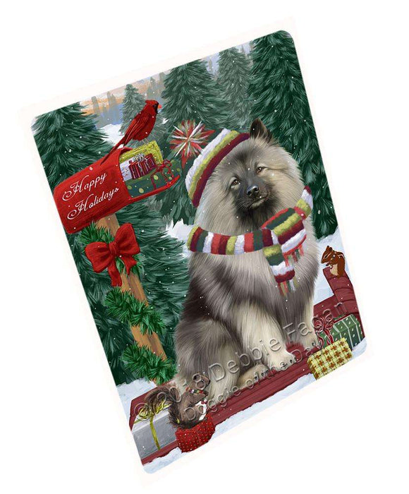 Merry Christmas Woodland Sled Keeshond Dog Large Refrigerator / Dishwasher Magnet RMAG92010