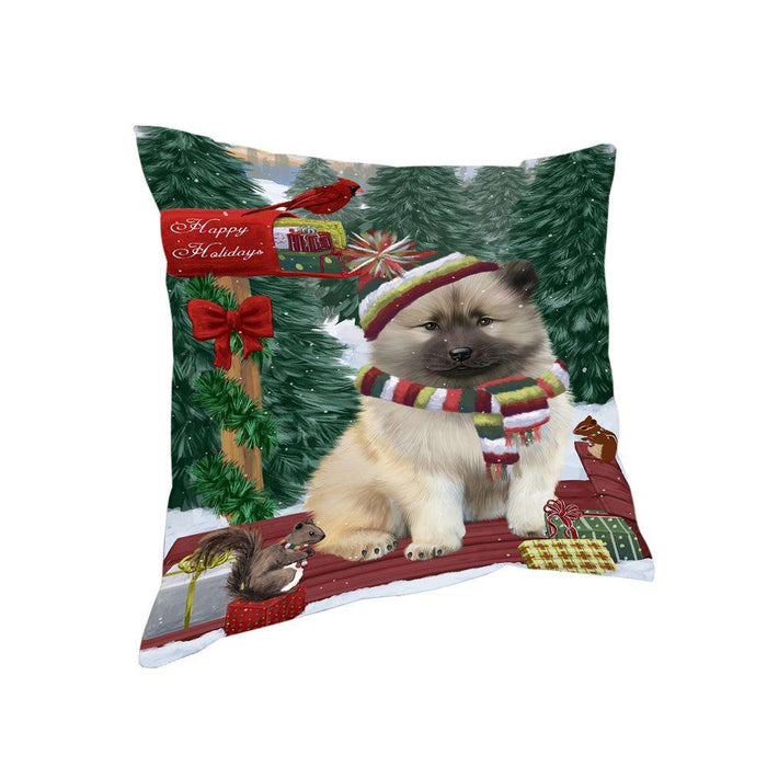 Merry Christmas Woodland Sled Keeshond Dog Pillow PIL77104