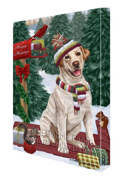 Merry Christmas Woodland Sled Labrador Retriever Dog Canvas Print Wall Art Décor CVS114560