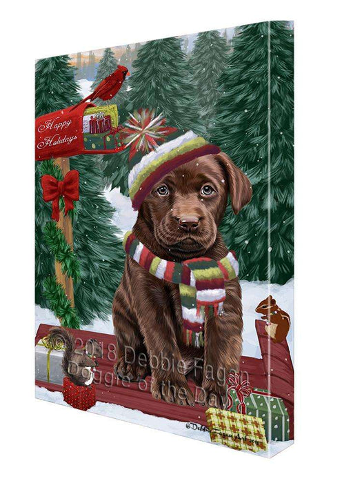 Merry Christmas Woodland Sled Labrador Retriever Dog Canvas Print Wall Art Décor CVS114569