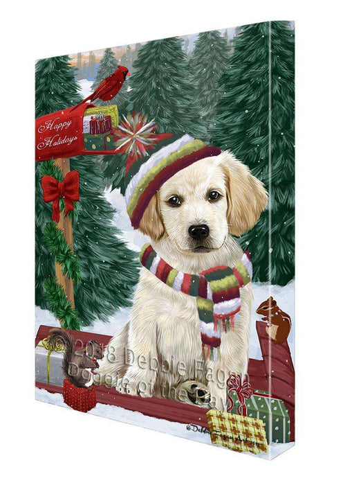 Merry Christmas Woodland Sled Labrador Retriever Dog Canvas Print Wall Art Décor CVS114578
