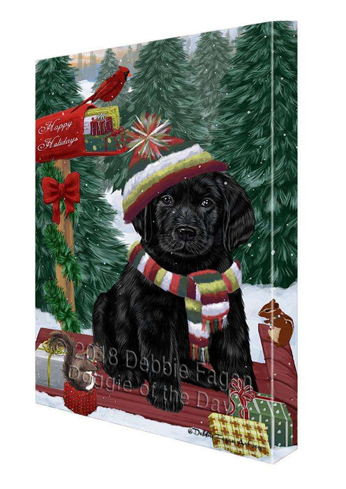 Merry Christmas Woodland Sled Labrador Retriever Dog Canvas Print Wall Art Décor CVS114587