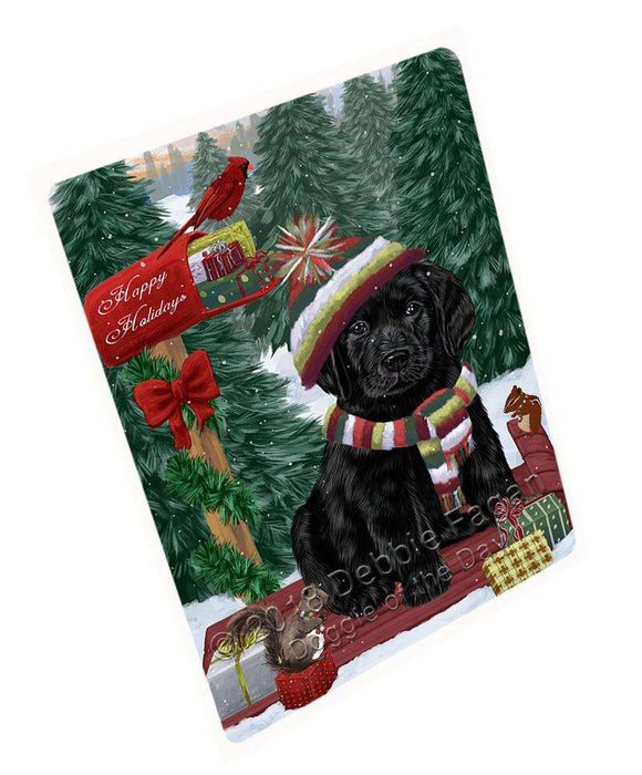 Merry Christmas Woodland Sled Labrador Retriever Dog Large Refrigerator / Dishwasher Magnet RMAG92040
