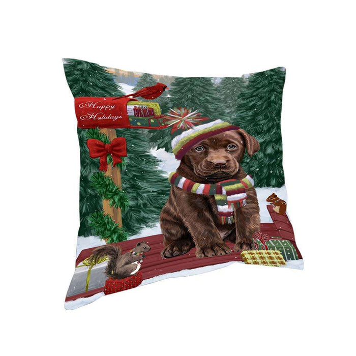 Merry Christmas Woodland Sled Labrador Retriever Dog Pillow PIL77112