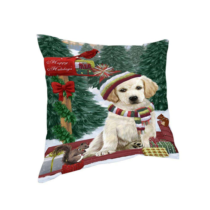 Merry Christmas Woodland Sled Labrador Retriever Dog Pillow PIL77116